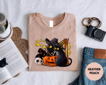 Halloween Black Cat Shirt: Witch Hat Pumpkin Sweatshirt