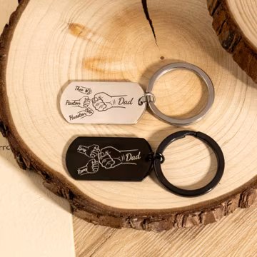 Personalised Fist Bump Keyring, Unique Fathers Day Gifts, Engraved Daddy Birthday Gift, Customised Daddy Keyring, Perfect Dad Gifts