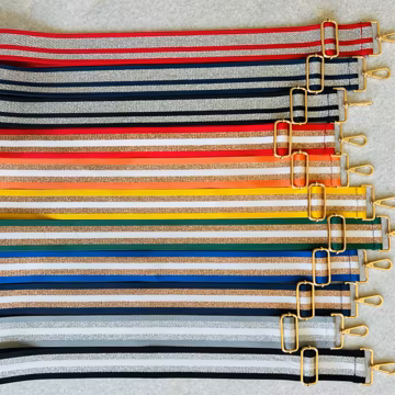 Striped Crossbody Bag Strap: Adjustable Guitar Strap with Gold Hardware