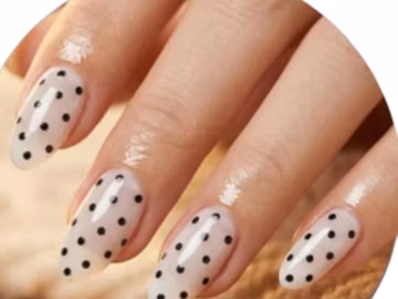 Black Dots- Gel Nail Polish Strips- No UV required. Non-Toxic, easy to apply.