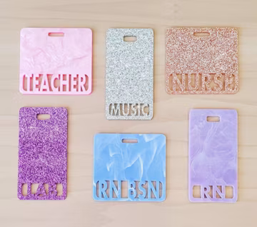 Custom badge buddy id holder, Enter your title on the cute acrylic and glitter acrylic badge holder