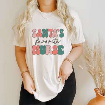 Santa's favorite nurse, nursing student shirt, Christmas gift for nurse, Christmas nurse tshirt, new nurse gift, nursing grad gift