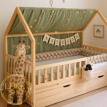 Linen Bed Canopy, Canopy Tent, Himmel Hausbett, Bed Curtain, Montessori House Bed Canopy, House Bed Curtain, Hausbetthimmel,Floor Bed Canopy