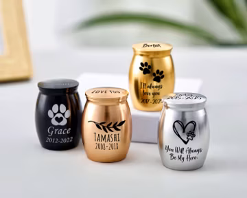 Personalized Mini Pet Urn with Engraving, Custom Ashes Holder, Pet Memorial Keepsake Gift for Cat or Dog, Small Pet Loss Remembrance