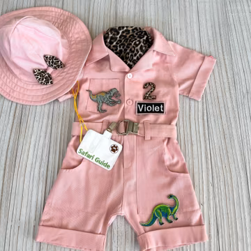 Personalized Safari Pink Dinosaurier Paleontologist costume*1st Baby safari Jumpsuit*Toddler Safari Halloween Kids Costume*1st Birthday gift