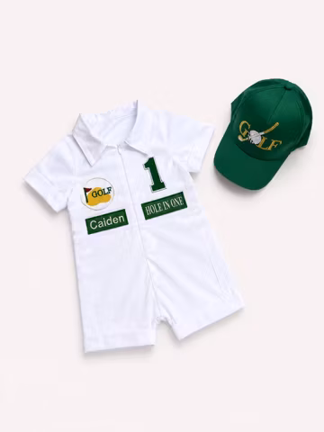 Personalized Golf Long-Short Caddy outfit for kids*Toddler Golf White-Green Suit*Baby Golf 1st Birthday Uniform*Golf Tournament Costume*