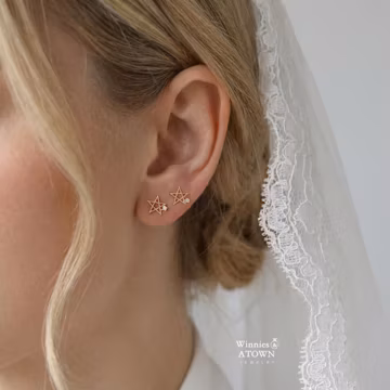 9K Solid Gold Star Stud Earrings, Minimalist Dainty Jewelry