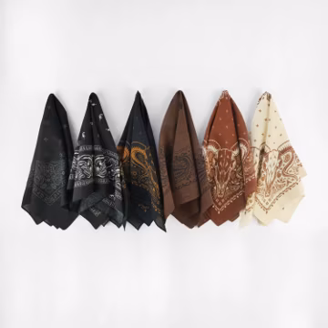 Black Brown Dark Halloween Skull Bandanas 100% Cotton Steampunk Head Wraps Cowboy Cowgirl Square Unisex Scarf