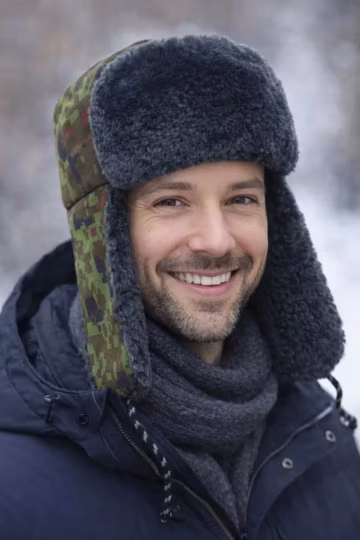 Mens Winter Ushanka Hat, Camouflage Fur Trapper Hat