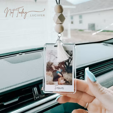 Personalized Photo Rear View Mirror Car Charm { car accessories car ornament gift ideas unique gift idea polaroid Christmas gift}
