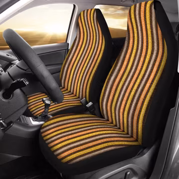 Striped Car Seat Covers: Plush Front Seat, Thickened Back (Pair)