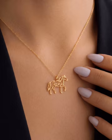 Personalized Horse Breed Name Necklace: Sterling Silver Equestrian Pendant, Animal Lover Gift