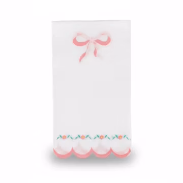 Pink Bow Scalloped Napkins | Coquette Party Napkins | Bow-Themed Baby Shower Decor (16 Pack)