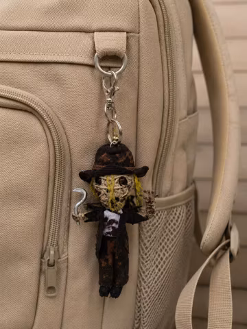 Scarecrow Harvester String Doll Keychain Fair Trade Handmade Autumn Charm