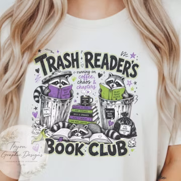 Trash Reader Png, Raccoon Book Club Graphic | Dark Romance | 300 Dpi Transparent Background File