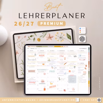 Digitaler Lehrerplaner 2026 2027 DEUTSCH / Goodnotes Lehrerkalender 26 27 / Schulplaner IPad / Unterrichtsplaner Notability / Bunt