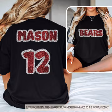 Custom Team Name Shirt Glitter Football Shirt Mascot Shirt Gift for Mom Christmas Gift Idea School Spirit Tank Top Coach Game Day Tee