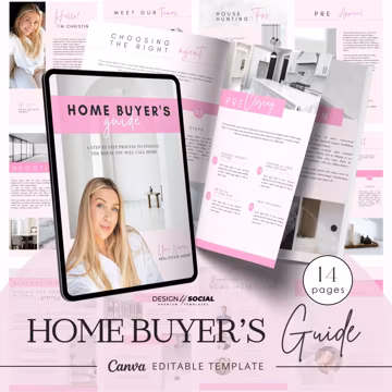 Home Buyer Guide Template - 14 Pages - Simplify Your Home Buying Process | Canva Template | Real Estate Template | Realtor Branding
