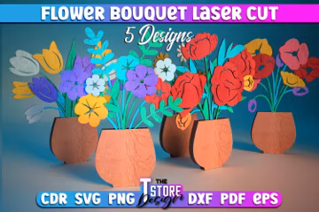 Flower Bouquet Laser Cut SVG Bundle | Home SVG Design | Laser Cut Files