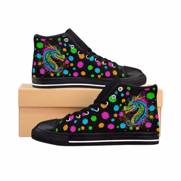 DnD Dragon High-Top Sneakers: Neon Dice Women's Canvas Shoes