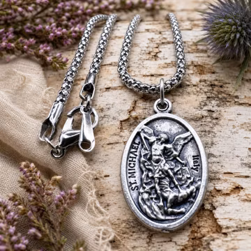 Handmade Saint Michael Medal Necklace: Catholic Protection Jewelry