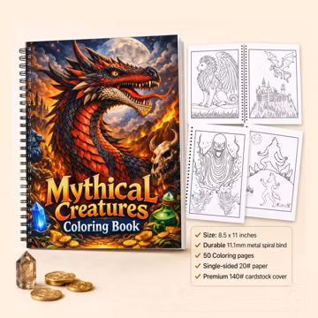 Mythical Creatures Coloring Book: Bold Coloring Pages of Dragons, Unicorns & Fantasy Beasts