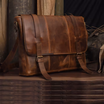 Vintage Leather Messenger Bag Men Handmade 18 inch Personalized Gift Office Laptop Bag