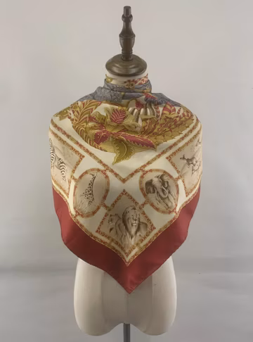 Vintage Salvatore Ferragamo Silk Scarf | Salvatore Ferragamo Scarf Animal Print | Luxury Accessories Vintage Carre Foulards 90cm Scarves