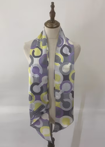 Vintage Coach Silk Scarf Monogram Pattern Retro Neck Scarf Ladies Women Accessories Spring Long Scarf Foulards Stole Silk Muffler Neckwear