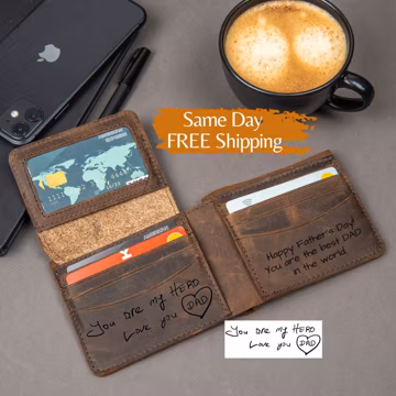 Personalized Gifts for Him, Engraved Leather Wallet for Men, Personalized Wallet, Handmade Custom Wallet, Gift for Husband, Boyfriend, Dad