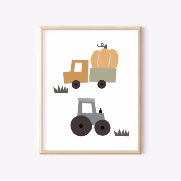 Farm Tractor Print, Kids Room Playroom Farm Decor, Farm Printable Wall Art, Minimalist Nursery Decor, Boho Farm Print, DIGITAL DOWNLOAD