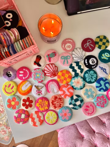 Car Coasters Set of 2, Flower Car Cup Holder Coasters, Personalized Car Accessories, Cute Car Decor, New Car Gift for Her