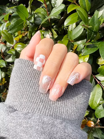 Timed Offer 4 For 3) Handmade Press On Checkerboard Gel Acrylic Nails