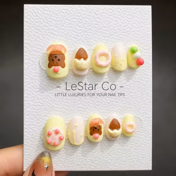 Timed Offer 4 For 3) Handmade Press On 3D Bear Gel Acrylic Nails