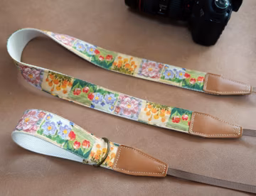 A Lush Cluster Of Watercolor Flowers Camera Strap Genuine Leather Ends Stylish and Comfortable Photography Gift Adjustable Length Strap