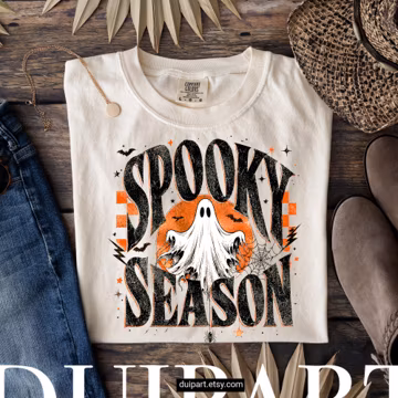 Spooky Season PNG Sublimation Design, Retro Ghost Halloween Graphic, Vintage Distressed Fall Autumn Digital PNG