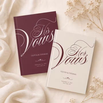 Personalized His and Hers Vow Books Set of 2, Minimalist Hardcover Wedding Journals