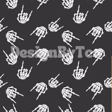 Rocker Skull Hand Seamless Pattern: Halloween Fabric Design (Digital File)