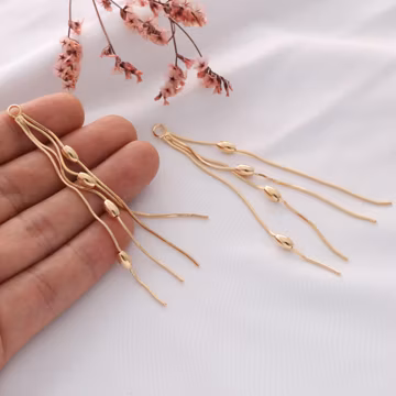 Real Gold Plated Tassels: Brass Earring Charms, Jewelry Making (4pcs)