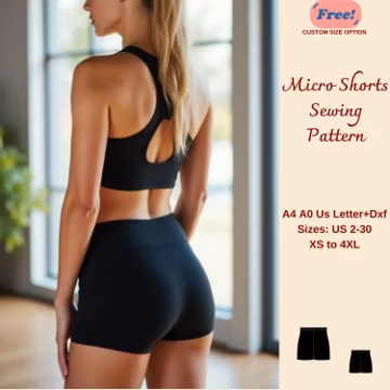 Micro Shorts Sewing Pattern, Micro Mini Shorts, Knit Stretch Fabric Design, Yoga Shorts, Micro Summer Shorts, Gym Shorts Pattern, XS-4XL