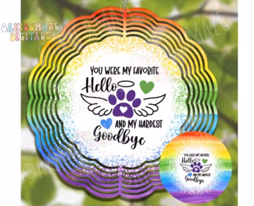 Pet Memorial Rainbow Wind Spinner PNG: Dog Cat Loss (Digital Download)