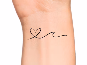 Heart Wave Temporary Tattoo