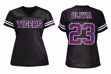 Custom Glitter Football Jersey, Sparkly Team Shirt (Name & Number)