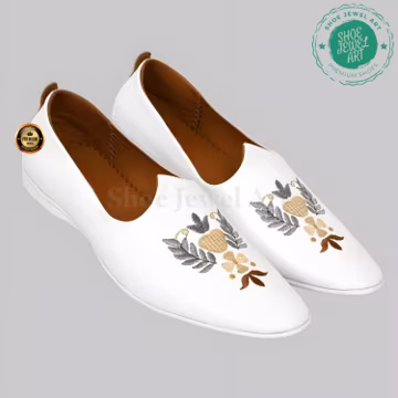 Mens Embroidery White Slip On shoes, High Comfortable Handmade Loafers, Occasion and Wedding wear Shoes, Designs Shoes, Punjabi Mojari Shoes