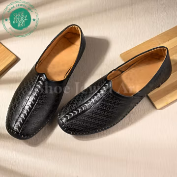 Black Ethnic Men’s Juttis & Mojaris, Handmade Vegan Leather Slip-On Loafers, Traditional Party Shoes, Wedding Shoes, Luxury Summer Footwear
