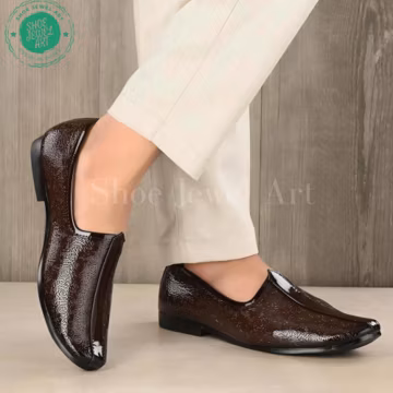 Handmade Brown Vegan Leather Mojaris: Indian Men's Juttis Groom Shoes