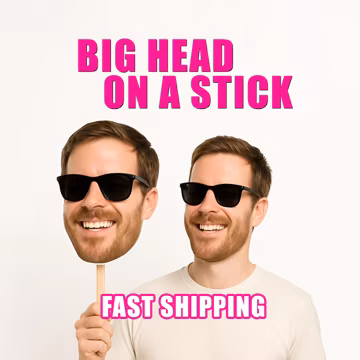 Face On A Stick Big Head Cutouts Fat Head Face sign Bachelorette Bachelor Bridal Groom Photo Party Prop Wedding Graduation Sporting Event