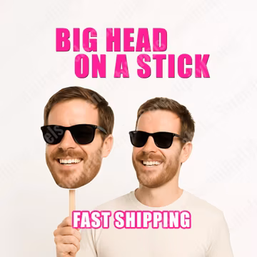 Face On A Stick Big Head Cutouts Fat Head Face sign Bachelorette Bachelor Bridal Groom Photo Party Prop Wedding Graduation Sporting Event