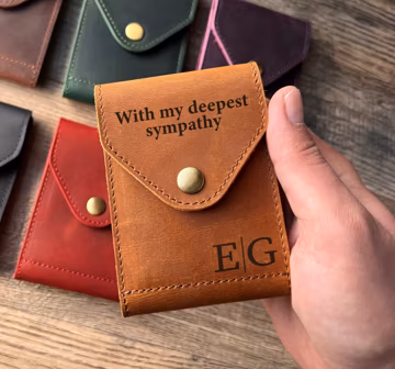 Personalized Leather ID Card Holder: Engraved Slim Wallet