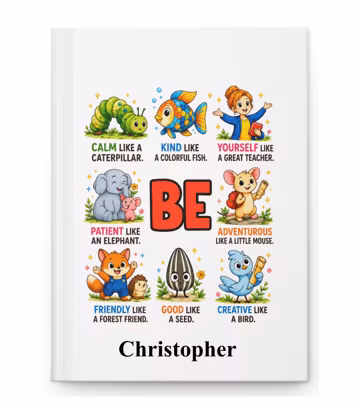 Personalized Hardcover Journal Matte | Be Inspirational Kids Journal | Cute Animal Encouragement Hardcover Notebook | Print your name